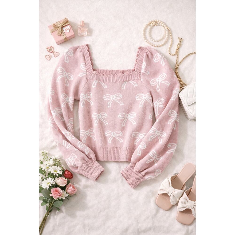 Cropped bow sweater